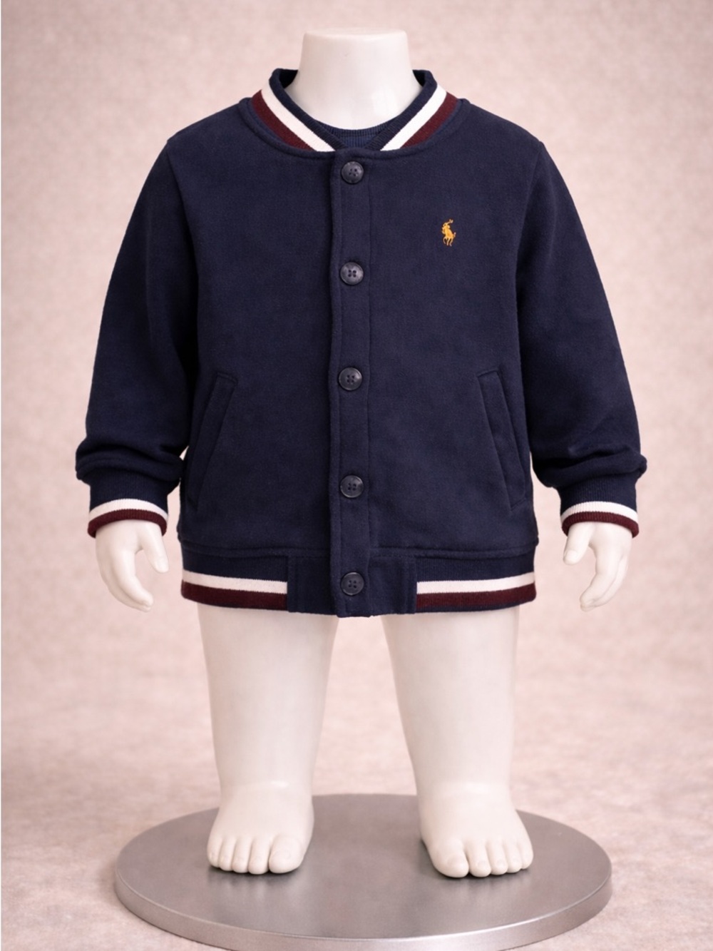 Ralph Lauren Navy Jacket with Burgundy & White Trim